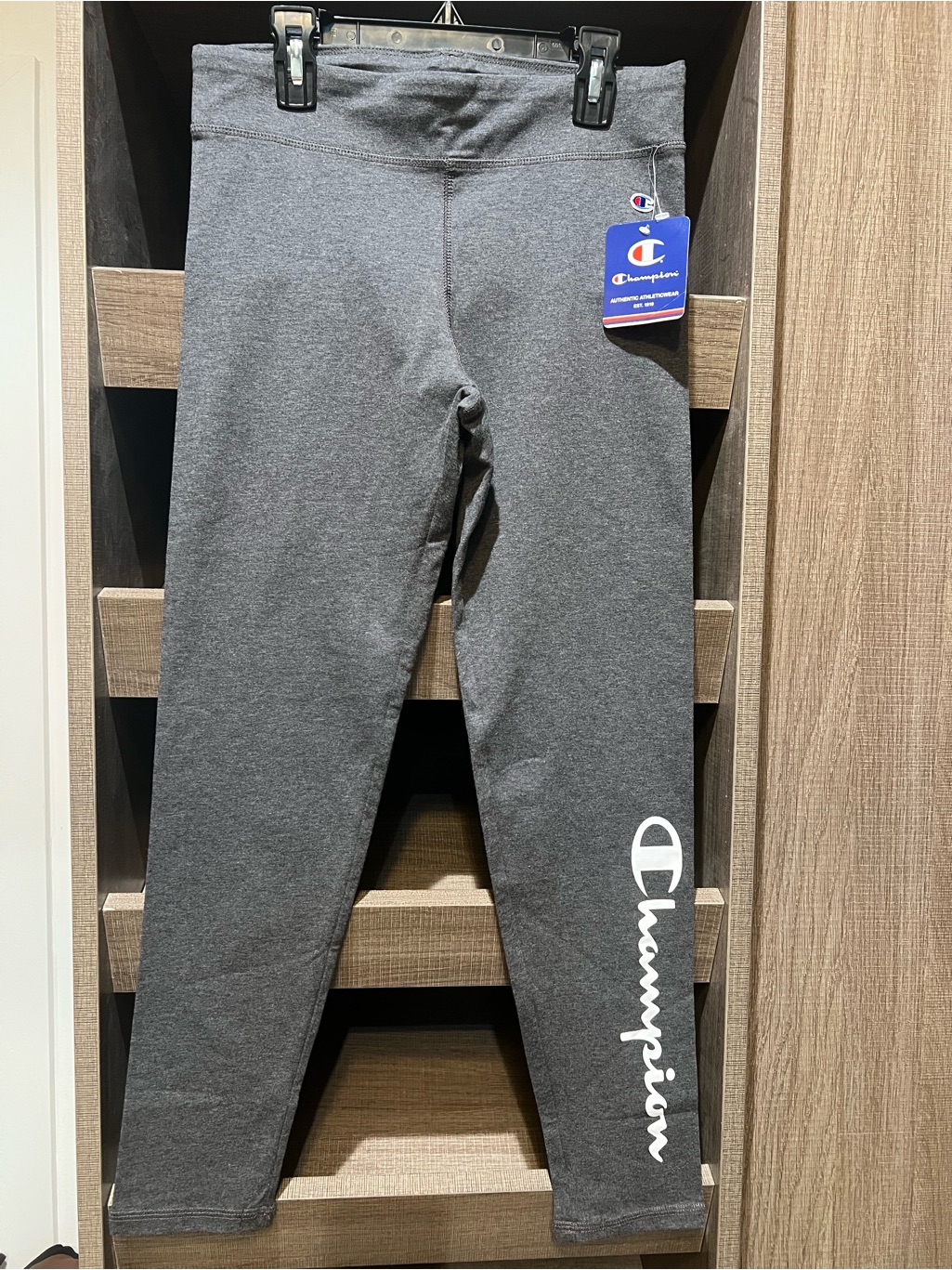 Nwt Champion Girls Leggings Gray W/ Logo 95%Cotton 5%Spandex Sz Xl